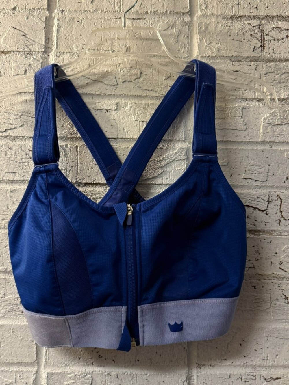 SHEFIT Blue Front Zip Sports Bra Adjustable High Impact Support